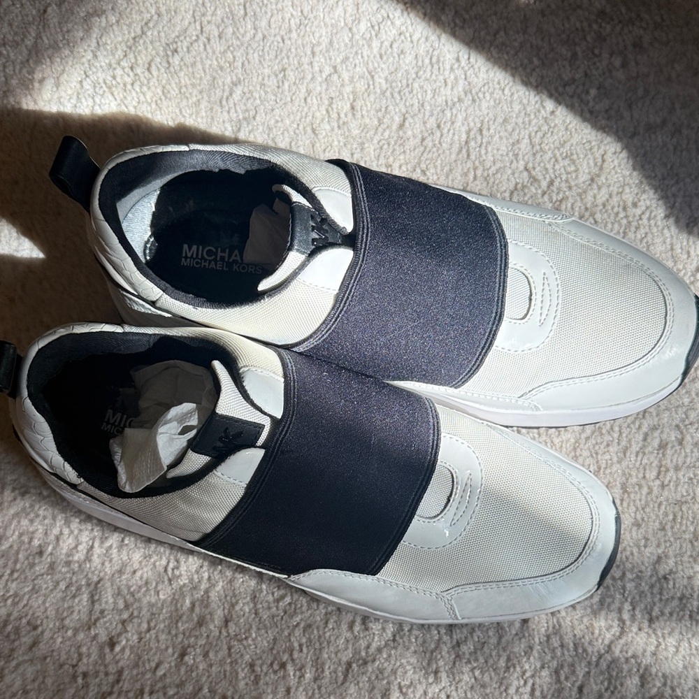 Michael Kors Men's White and Black Slip-On Sneakers